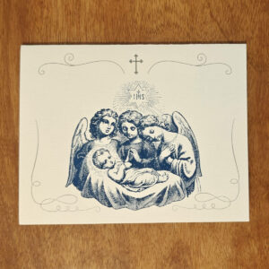 Christmas Card - Classic Linen with Adoring Angels